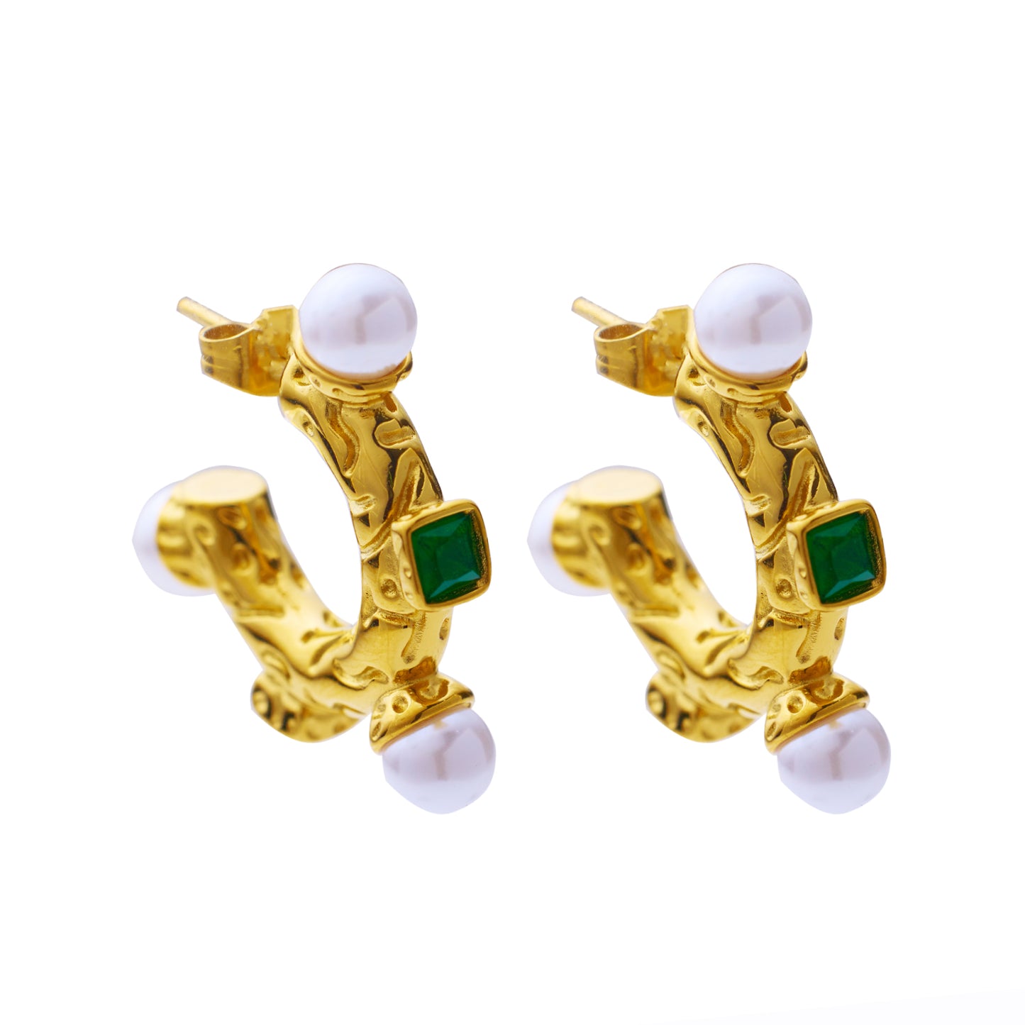 Stainless steel plated 18-karat gold with pearl earrings