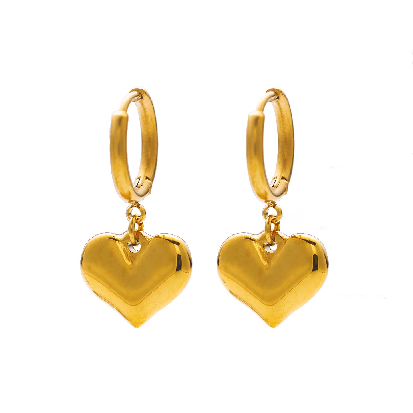 18K gold heart earrings in stainless steel plating