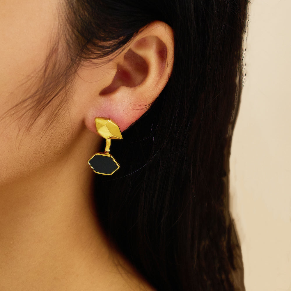 High sensitivity earrings in stainless steel plated 18K gold