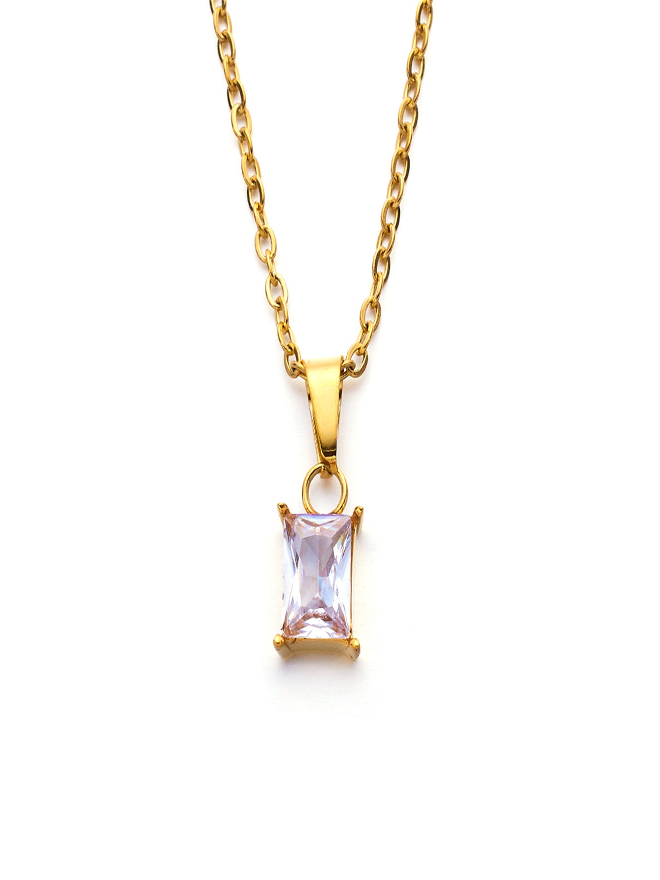 Stainless steel 18K gold plated zircon necklace