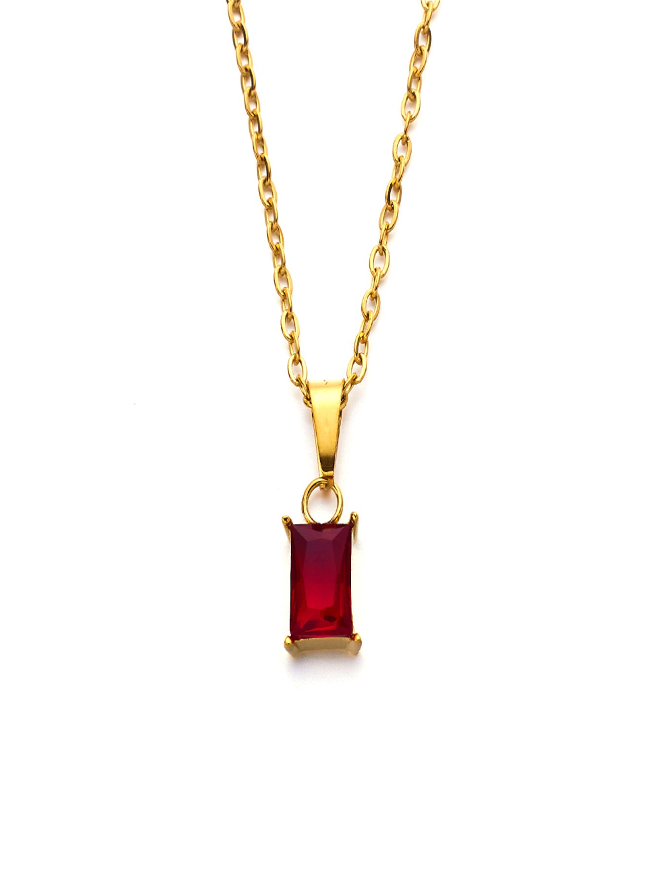 Stainless steel 18K gold plated zircon necklace