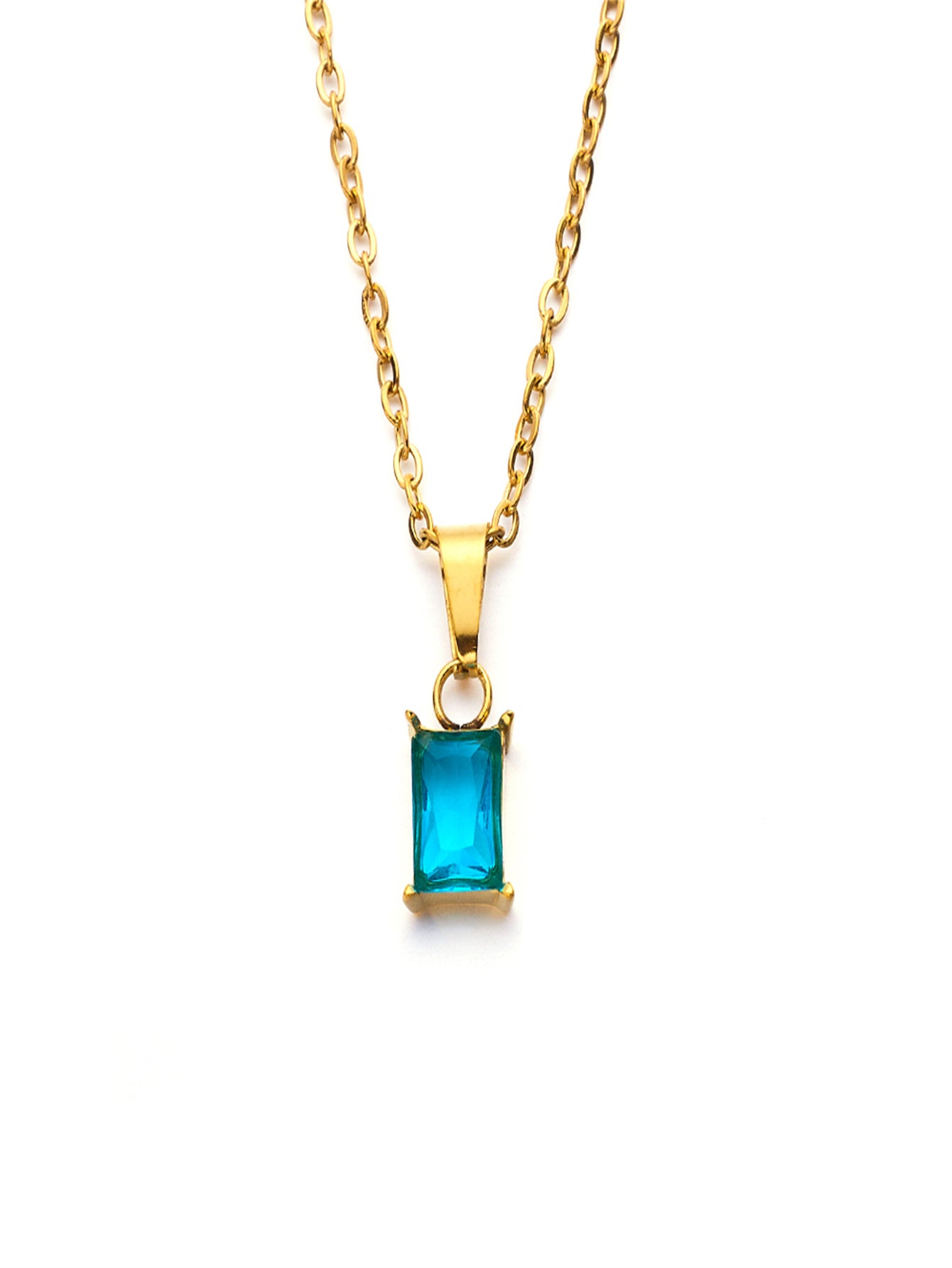 Stainless steel 18K gold plated zircon necklace