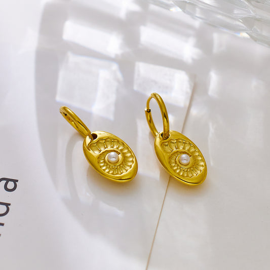 Stainless steel plated 18-karat gold shell earrings