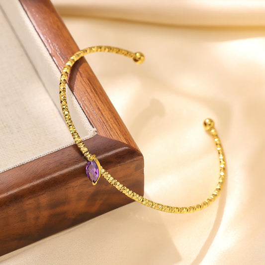 Stainless steel plated 18K gold leaf bracelet