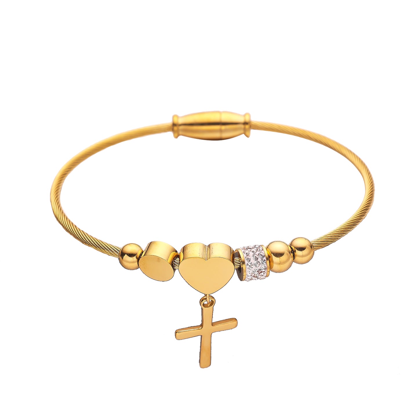 Stainless steel plated 18K love cross gold bracelet