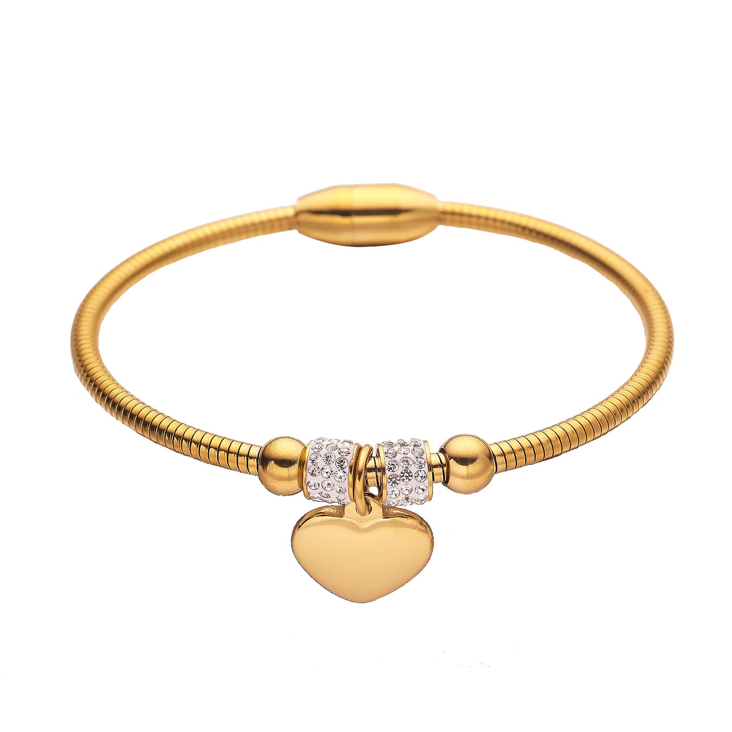 Stainless steel plated gold bracelet with 18K heart