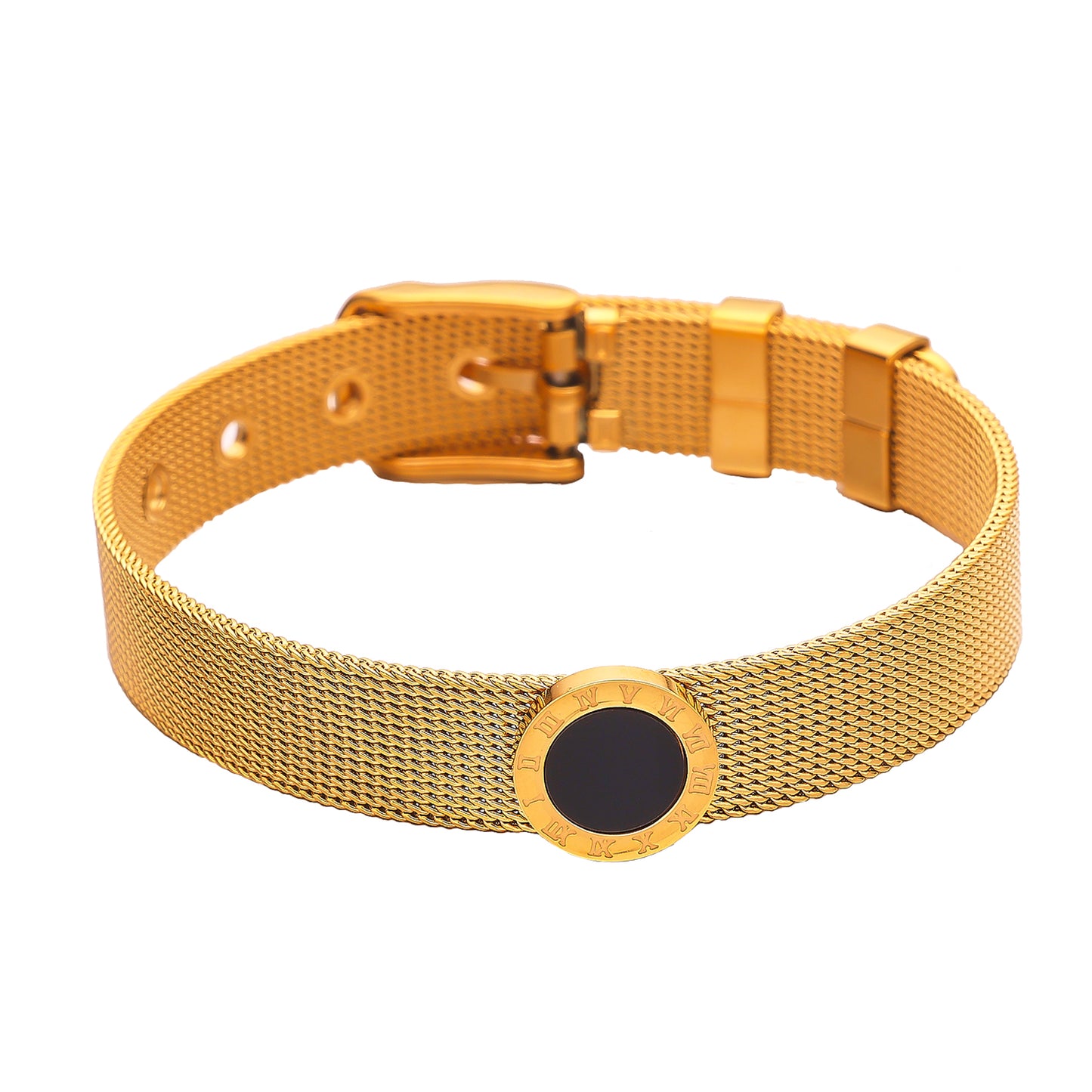 Stainless steel plated 18-karat gold watch with bracelet