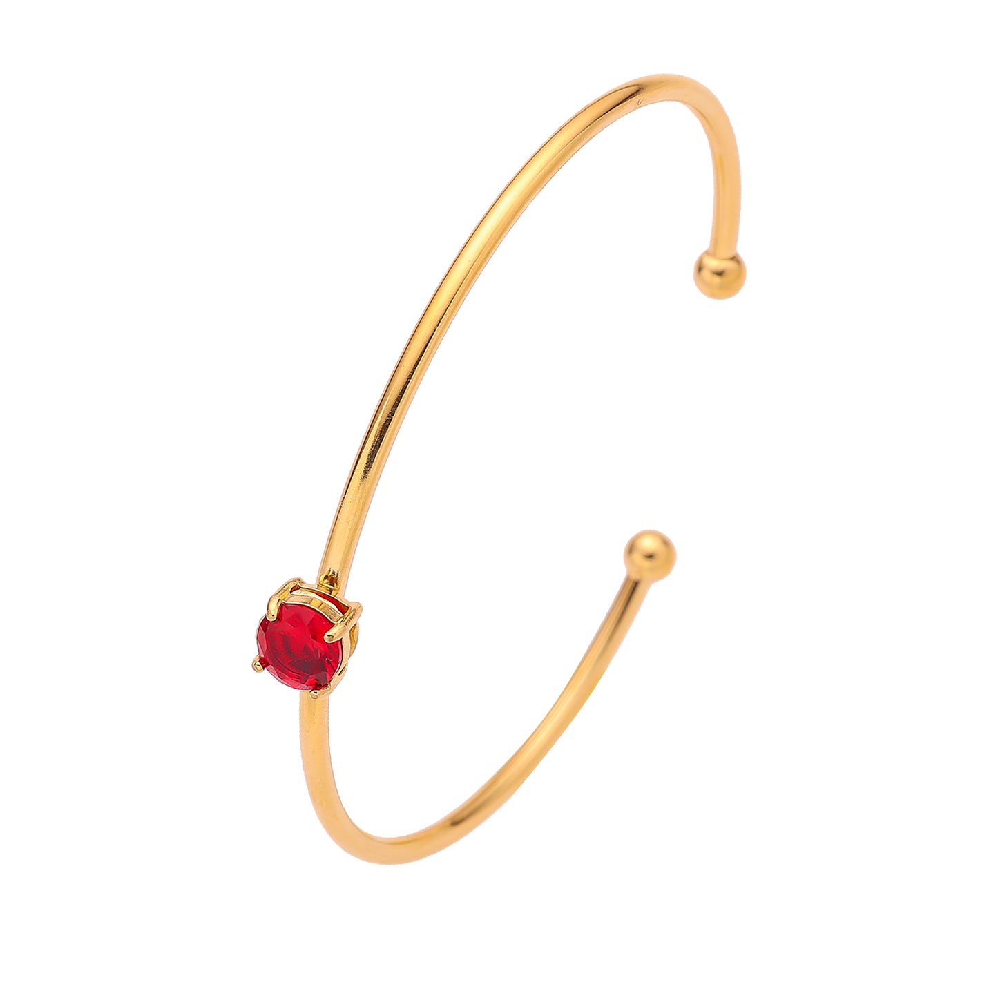 Stainless steel plated red diamond bracelet with 18 karat gold