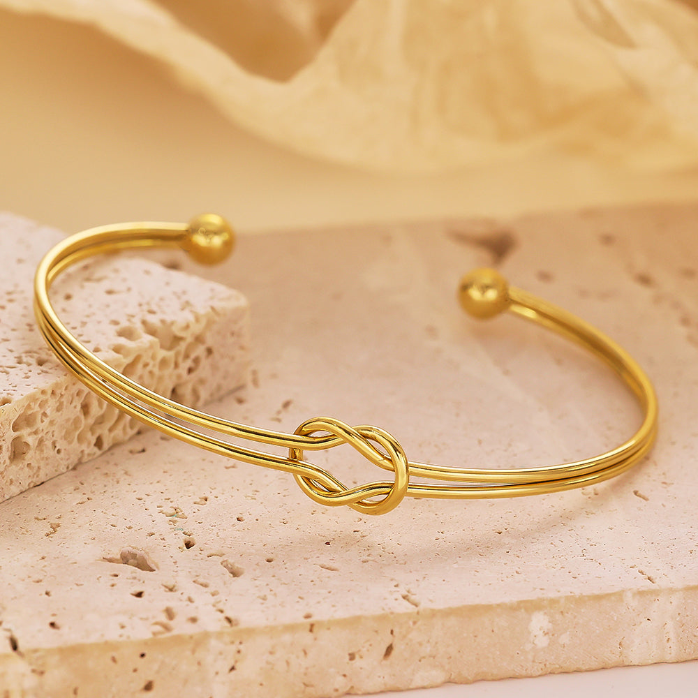 Stainless steel plated 18-karat gold semi-closed knot gold bracelet