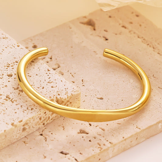 Stainless steel plated 18-karat gold semi-closed loop gold bracelet