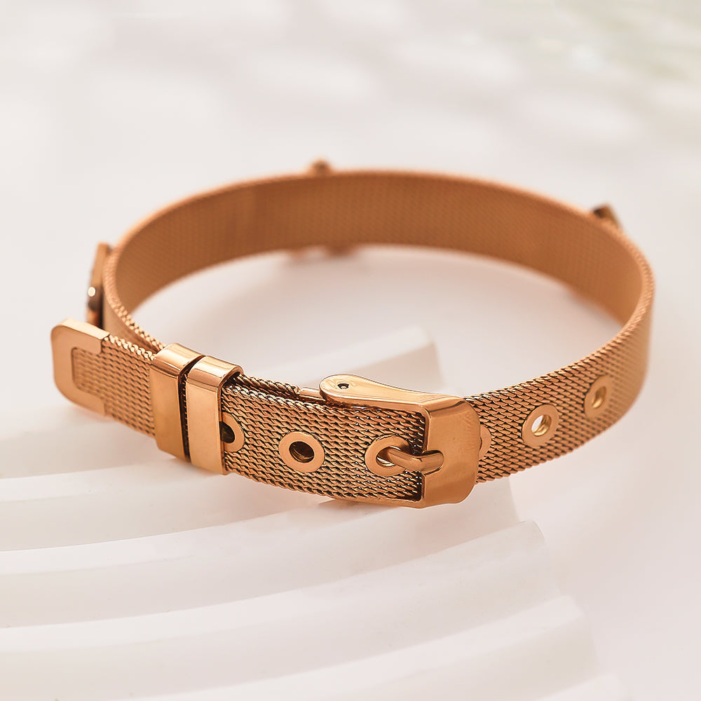 All-in-one bracelet with 18-karat gold plated watch strap