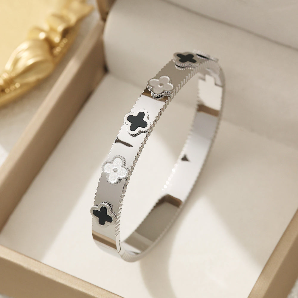 Stainless steel 18K gold-plated four-leaf clover bracelet