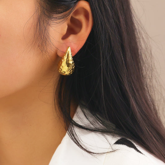 Stainless steel 18-karat gold dip drop earrings