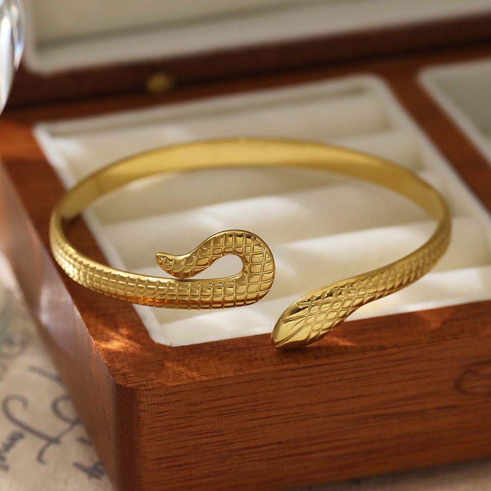 HOMOOCI Stainless steel plated 18-karat gold semi-open snake-gold bracelet