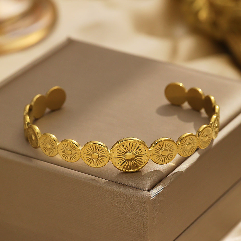 Stainless steel 18k gold plated open gold bracelet