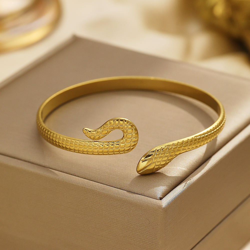 HOMOOCI Stainless steel plated 18-karat gold semi-open snake-gold bracelet