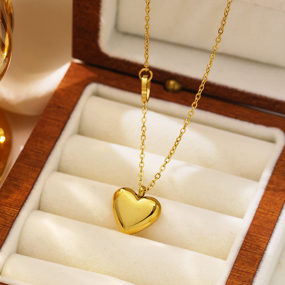 316 Stainless Steel 18K Gold Plated Double Heart Necklace | Creative Hollow Heart Pendant for Women