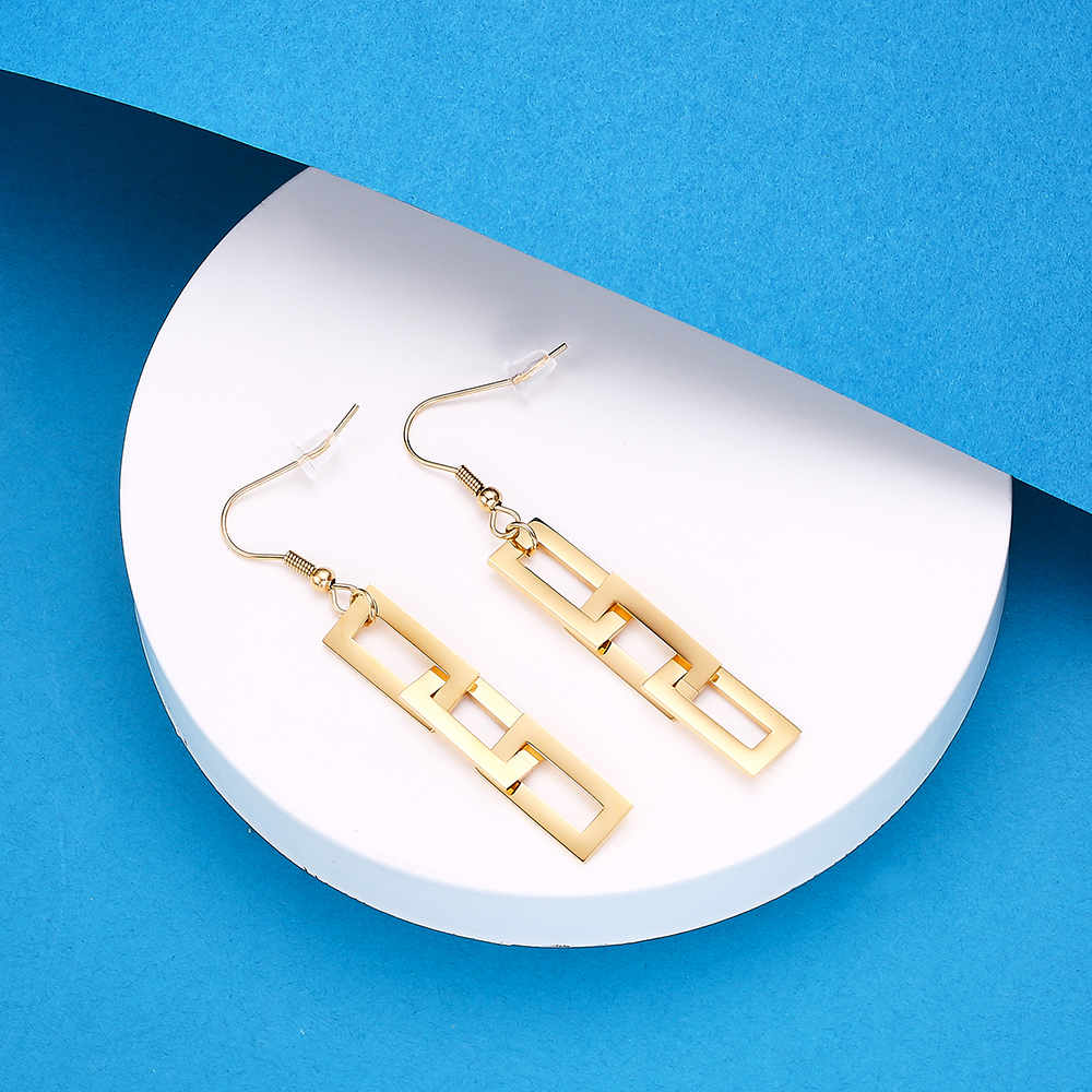 Stainless steel 18K gold plated stitching earrings