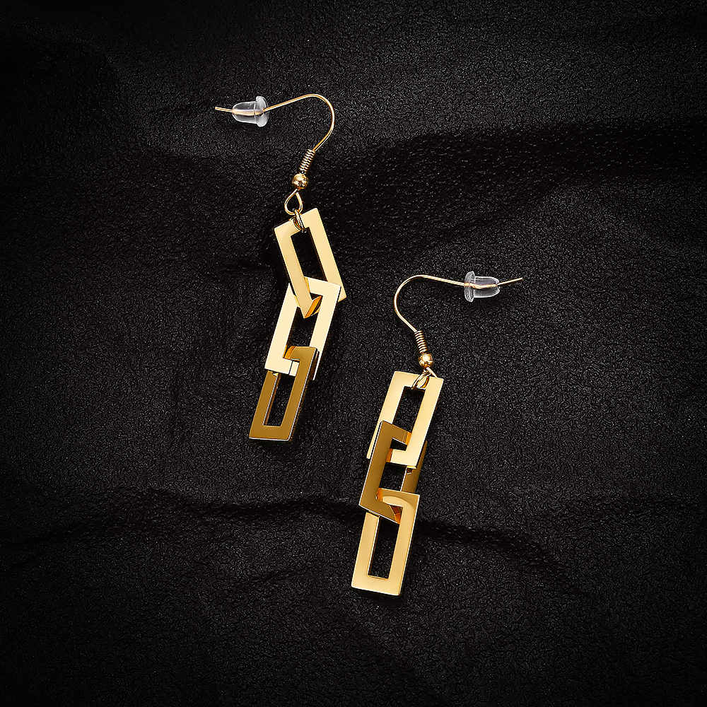 Stainless steel 18K gold plated stitching earrings