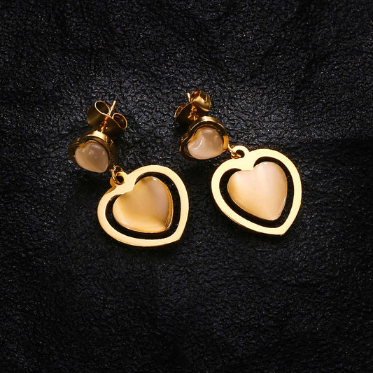 Boucles d'oreilles love en acier inoxydable plaqué or 18 carats