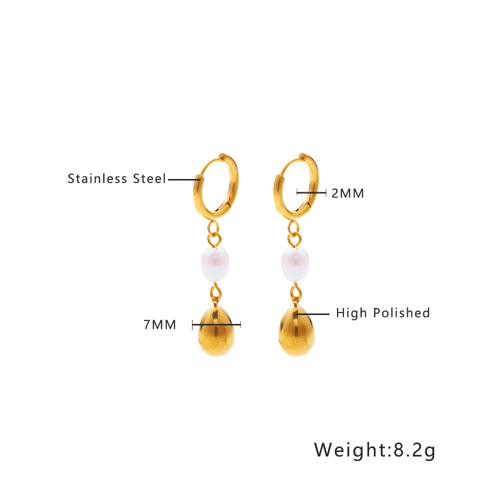 Boucles d'oreilles pendantes en acier inoxydable plaqué or 18 carats