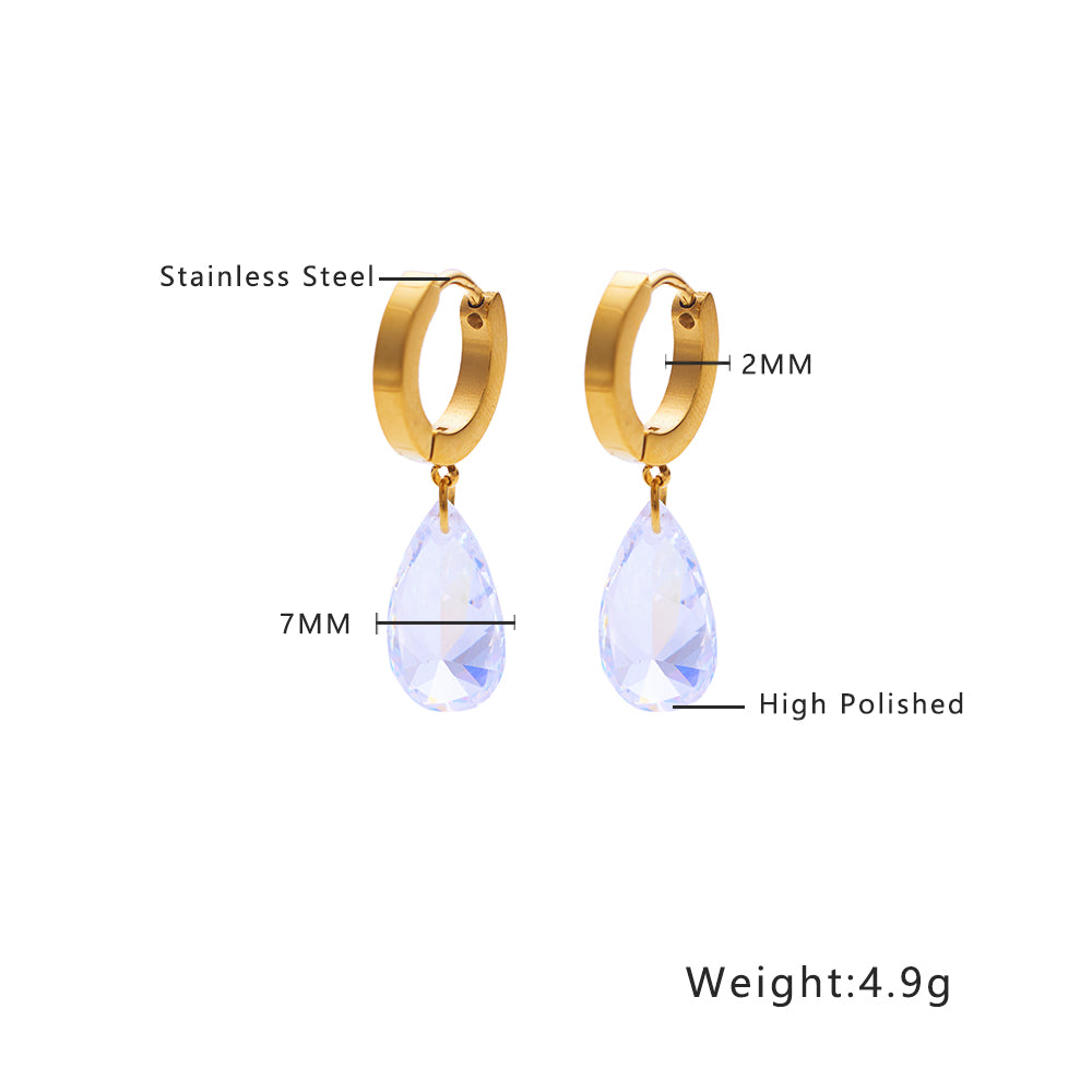 Stainless steel plated 18-karat gold with bright diamond earrings