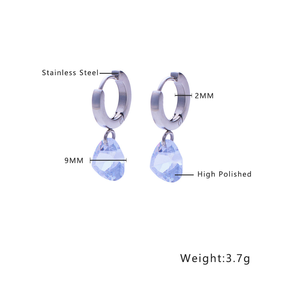 Stainless steel plated 18k gold with bright diamond silver earrings