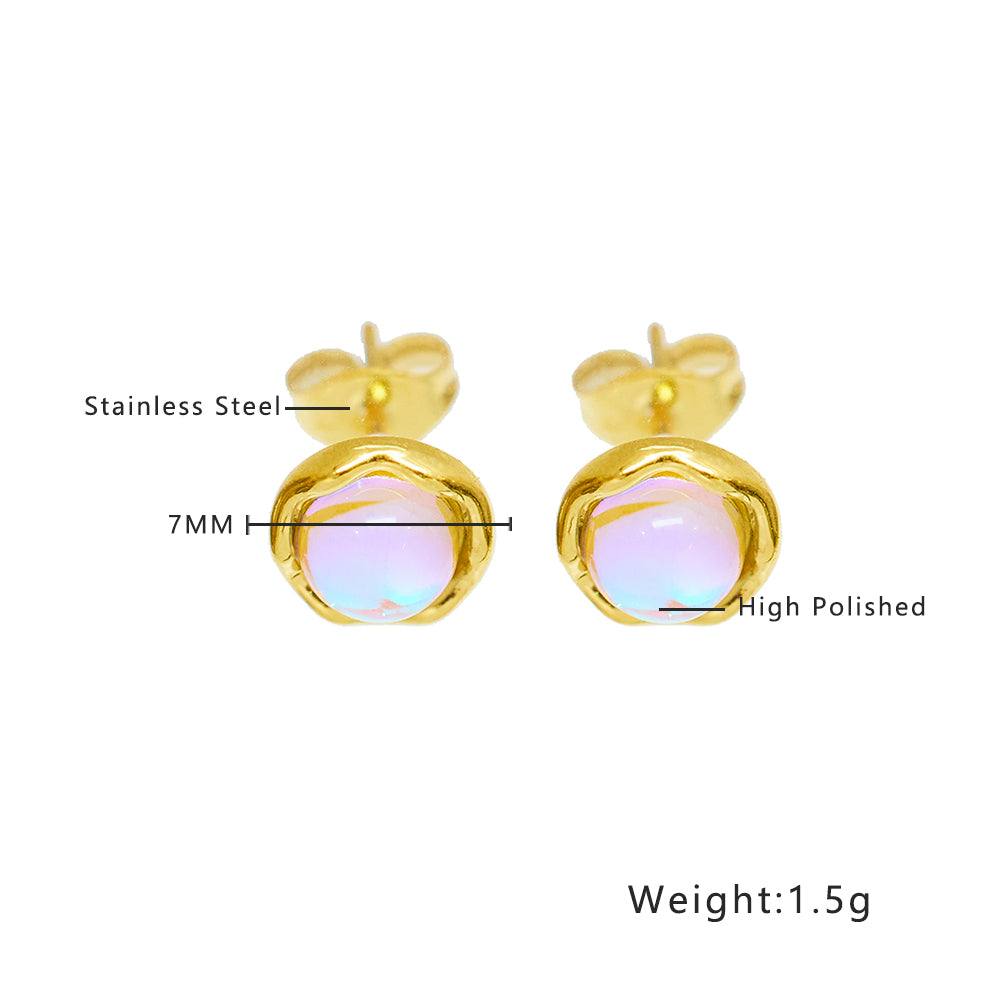 Stainless steel plated 18-karat gold colored pearl earrings