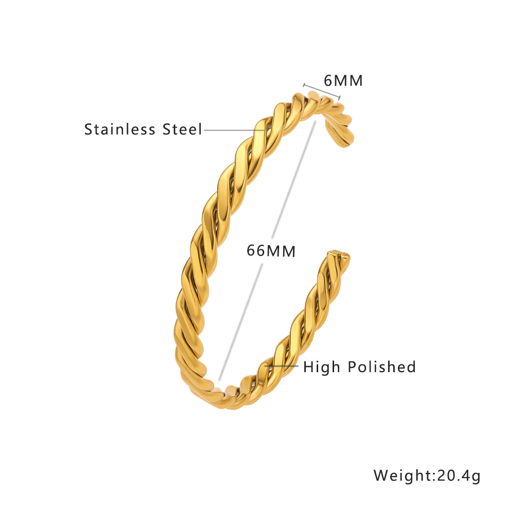 Stainless steel plated 18-karat gold wrapped gold bracelet