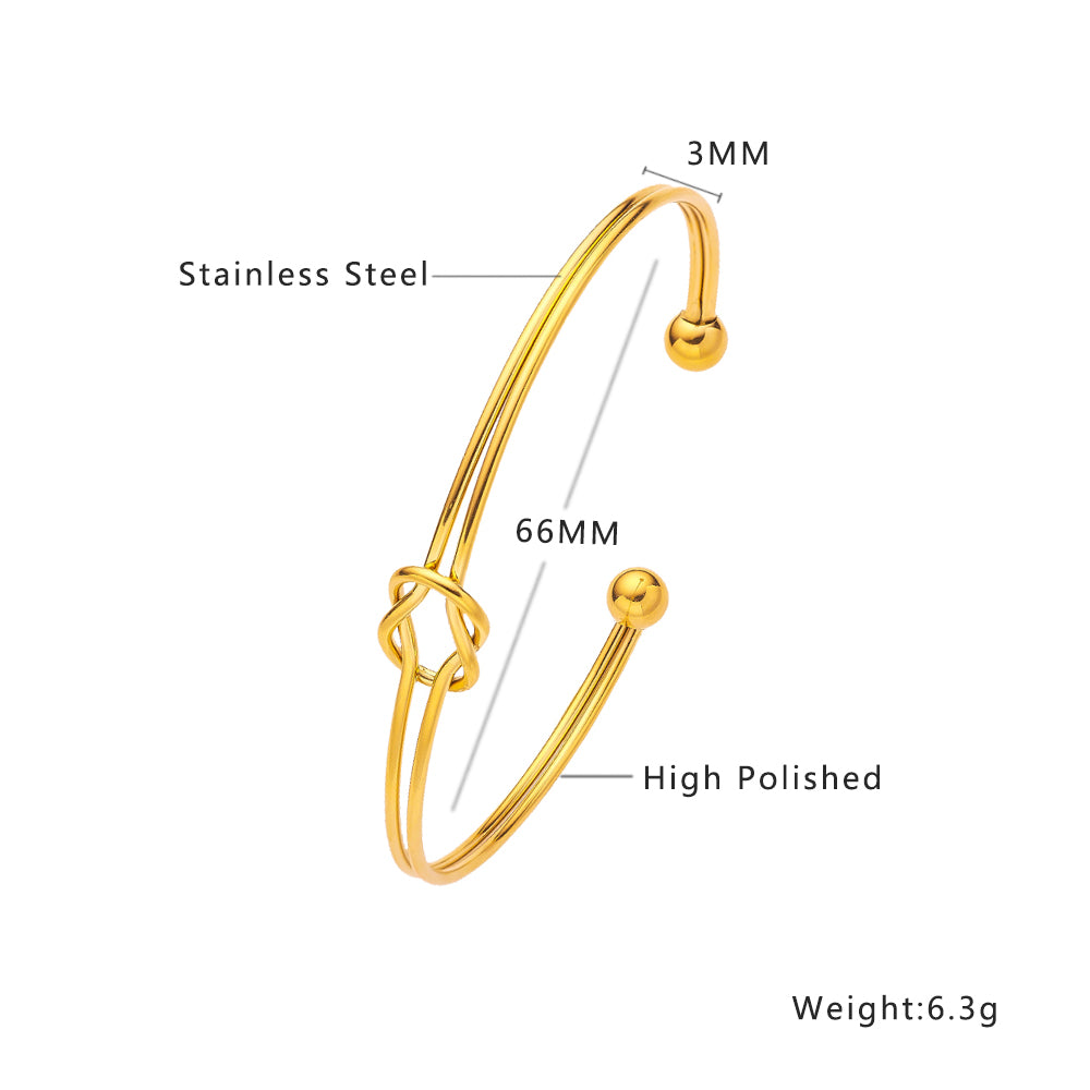 Stainless steel plated 18-karat gold semi-closed knot gold bracelet