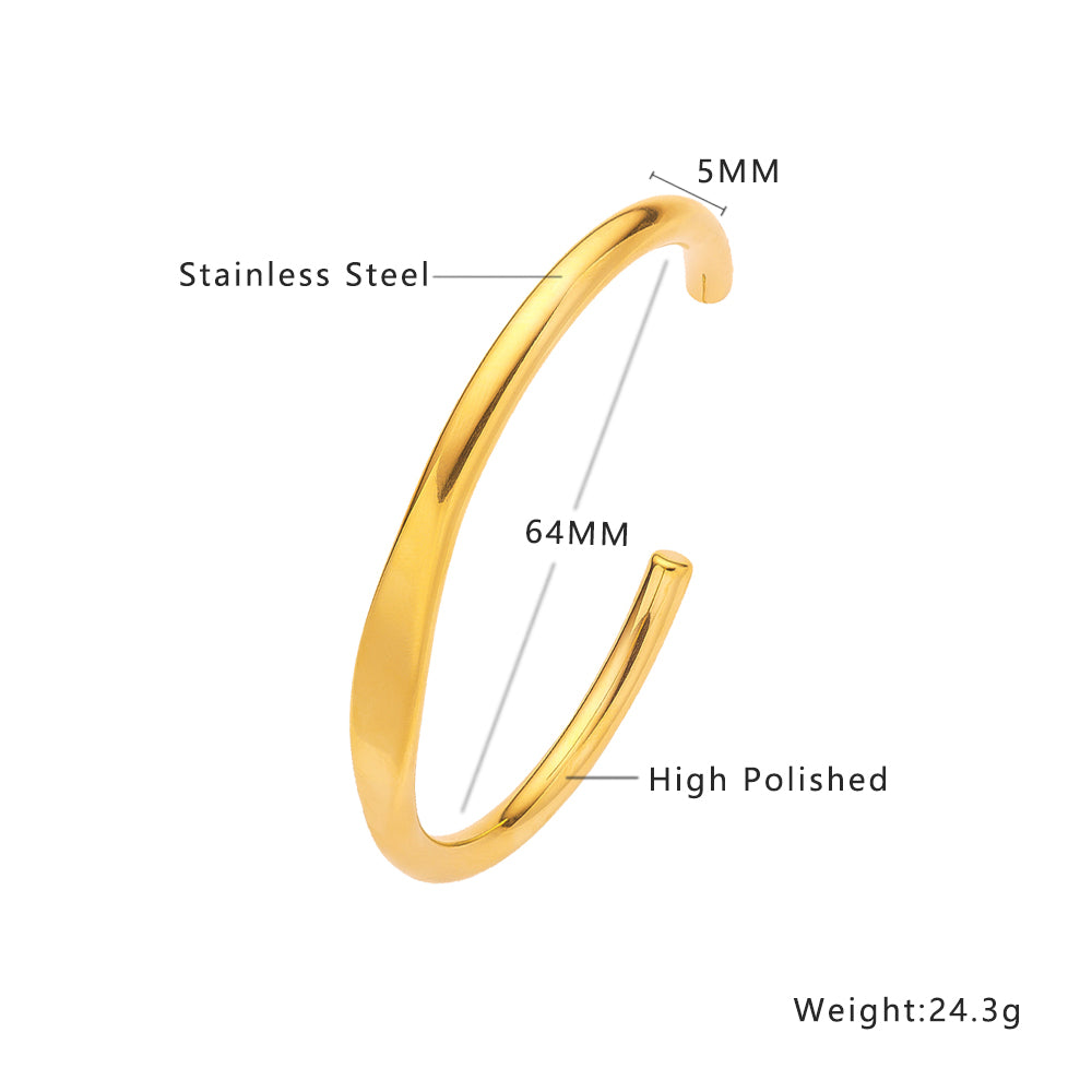 Stainless steel plated 18-karat gold semi-closed loop gold bracelet