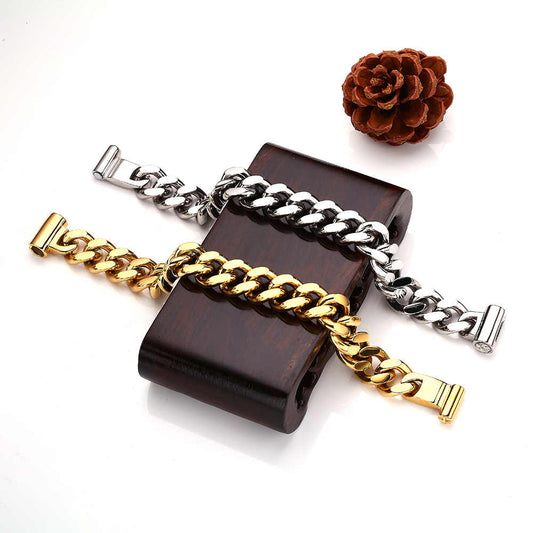 Men's Stainless Steel 18K Gold Plated Creative Fashion Bracelet