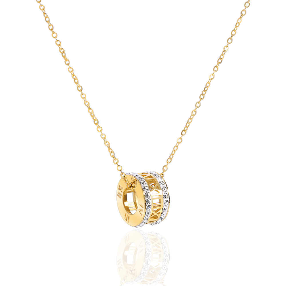 Stainless steel 18K gold plated roller round necklace