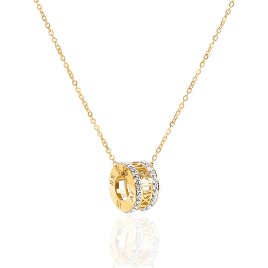 Stainless steel 18K gold plated roller round necklace