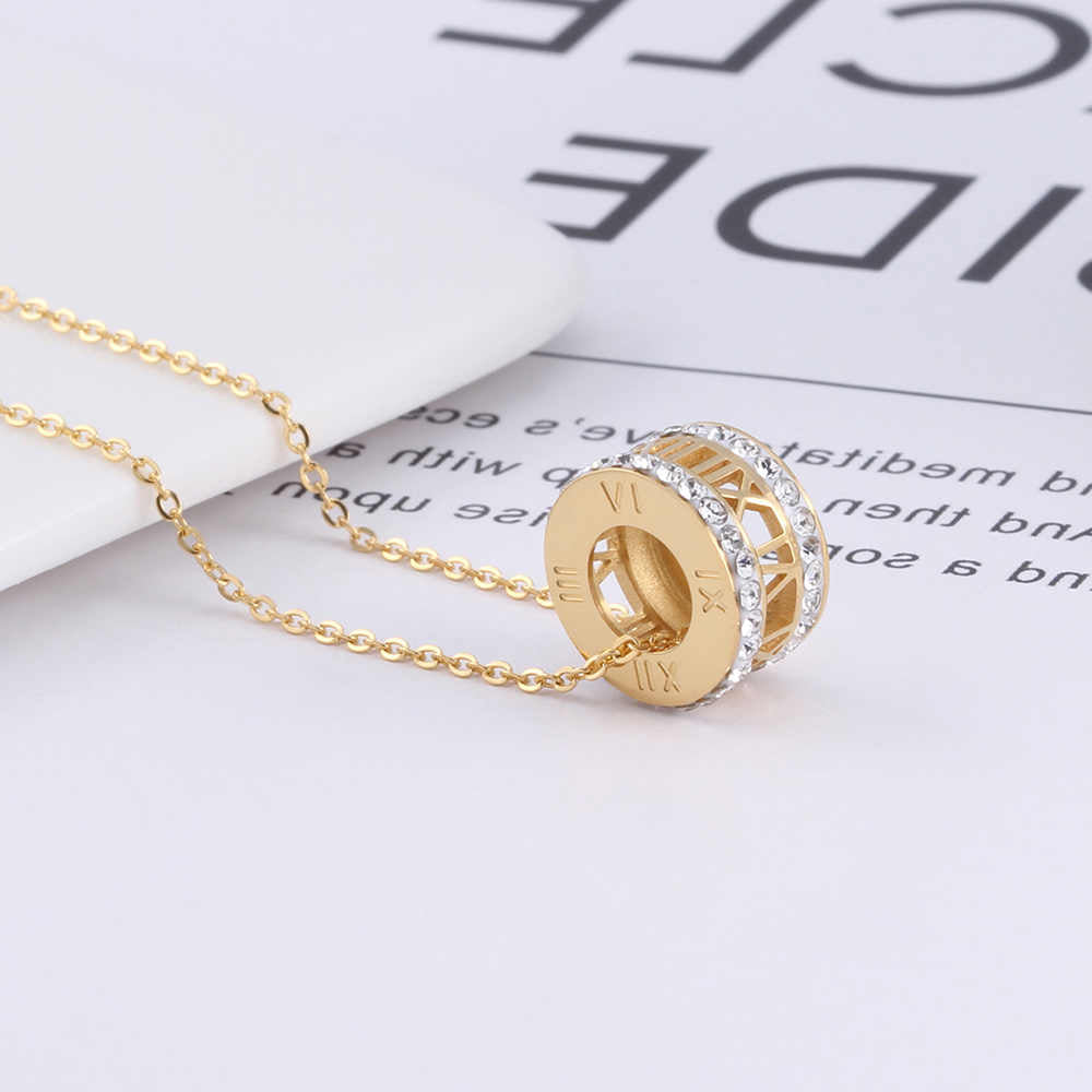 Stainless steel 18K gold plated roller round necklace