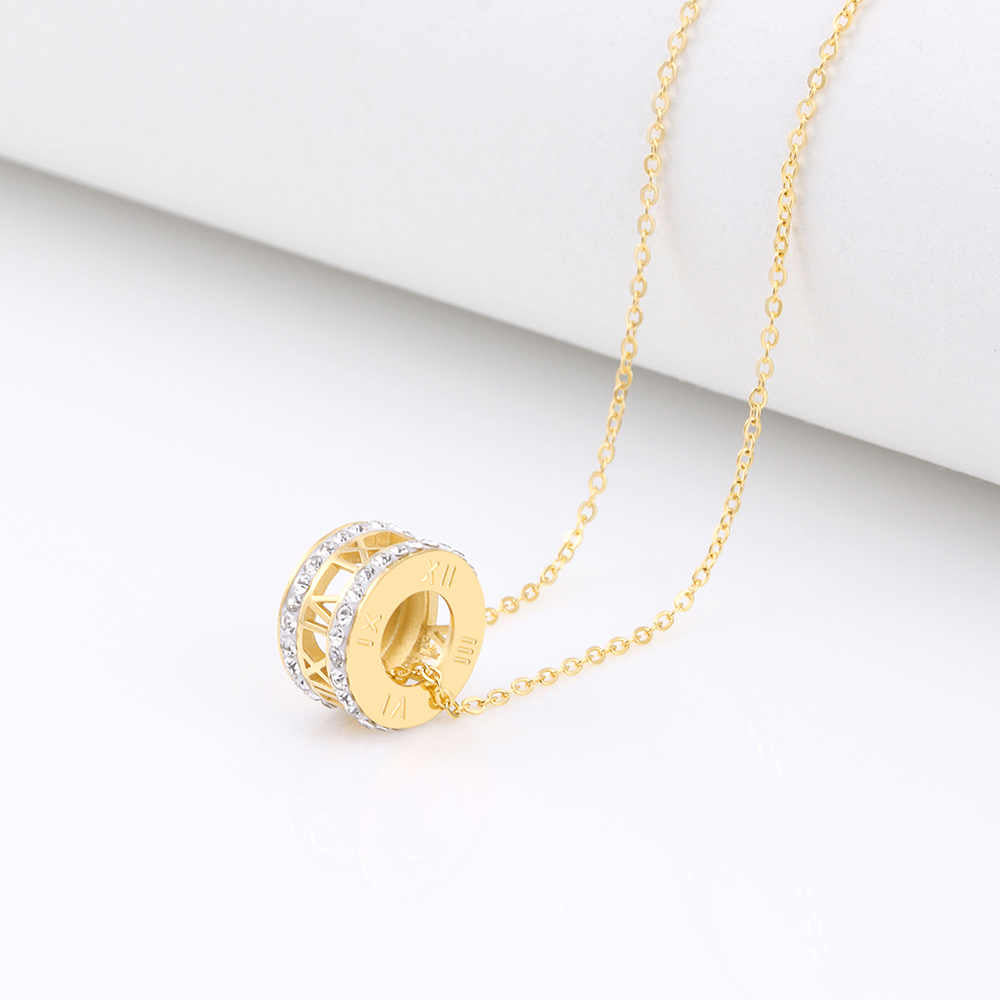 Stainless steel 18K gold plated roller round necklace