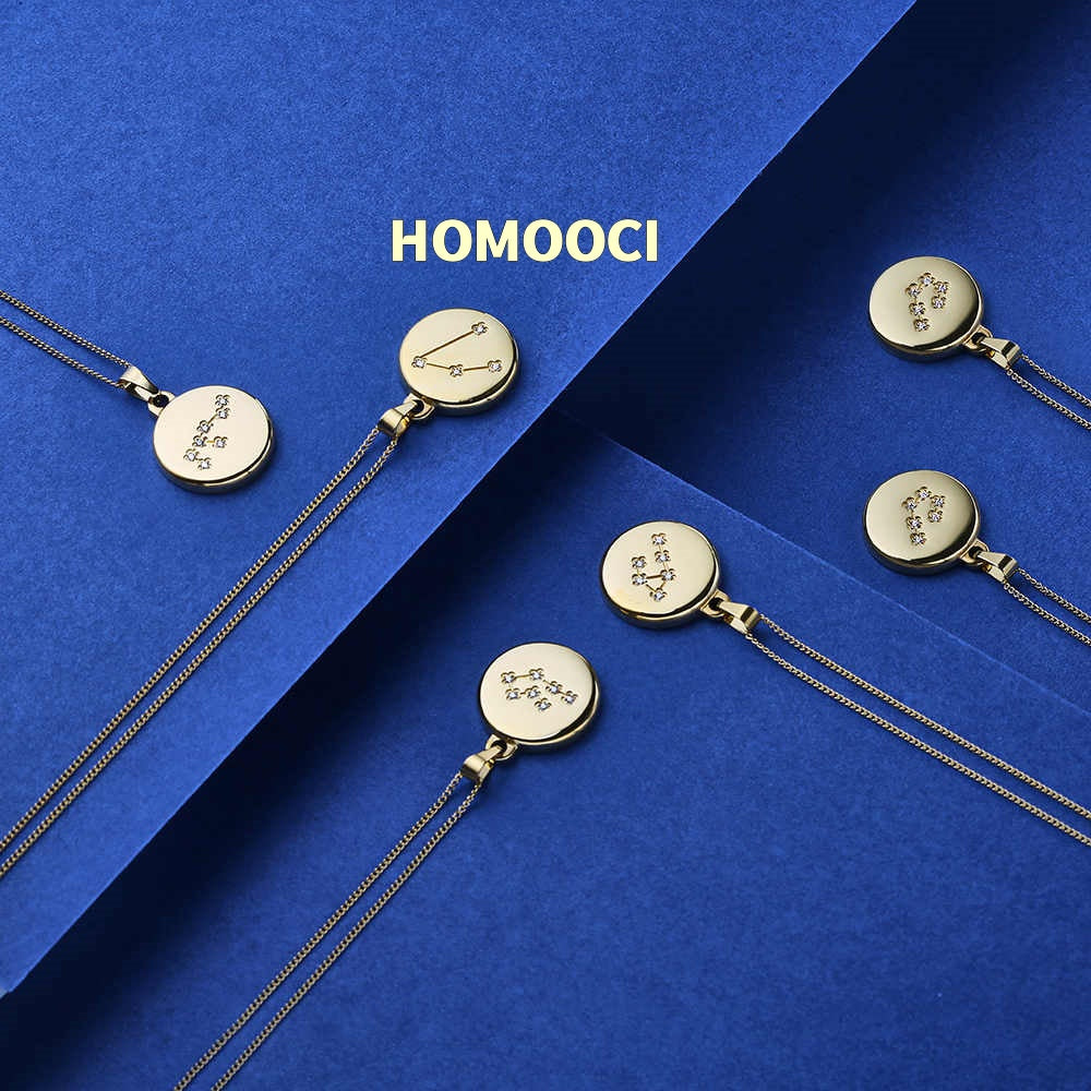 HOMOOCI Stainless Steel 18k Gold Plated 12 constellations necklace