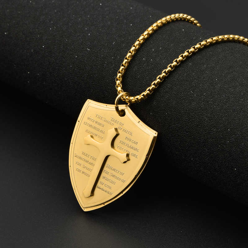 Men's Stainless Steel 18K Gold Plated Cross Necklace