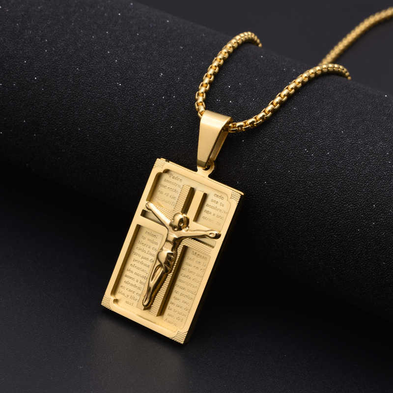 Men's Stainless Steel 18K Gold Plated Cross Necklace