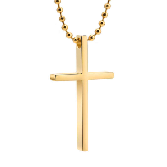 Men's Stainless Steel 18K Gold Plated Cross Necklace