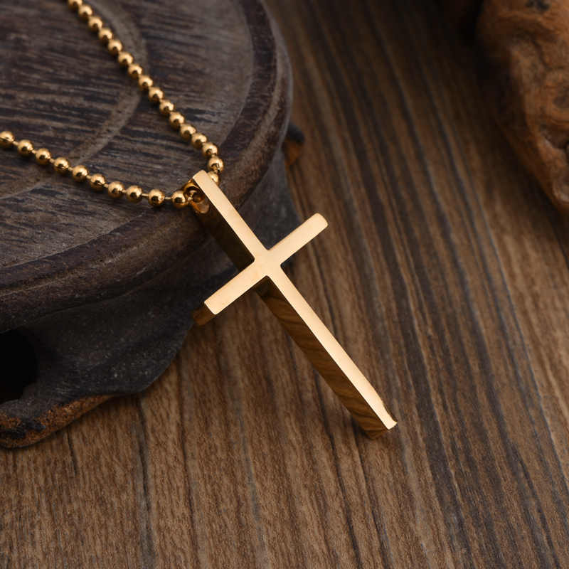 Men's Stainless Steel 18K Gold Plated Cross Necklace