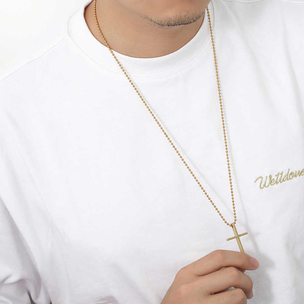 Men's Stainless Steel 18K Gold Plated Cross Necklace