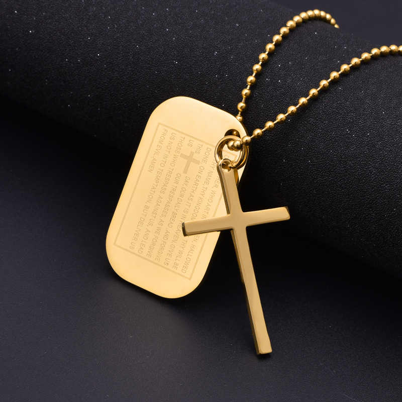 Men's stainless steel 18K gold plated creative design cross necklace