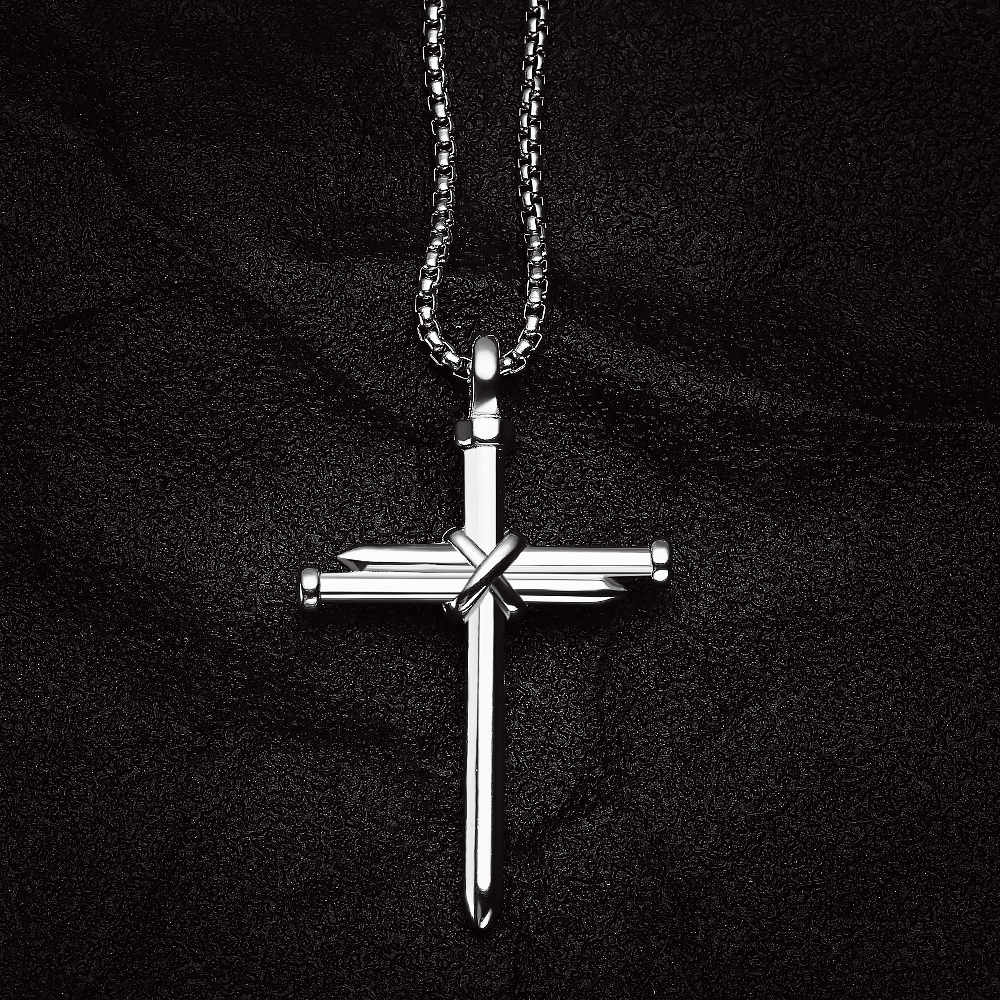 Men's Classic Stainless Steel 18K Gold Plated Cross Necklace