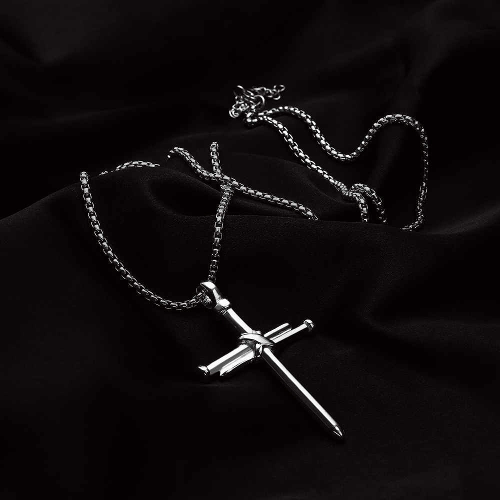 Men's Classic Stainless Steel 18K Gold Plated Cross Necklace