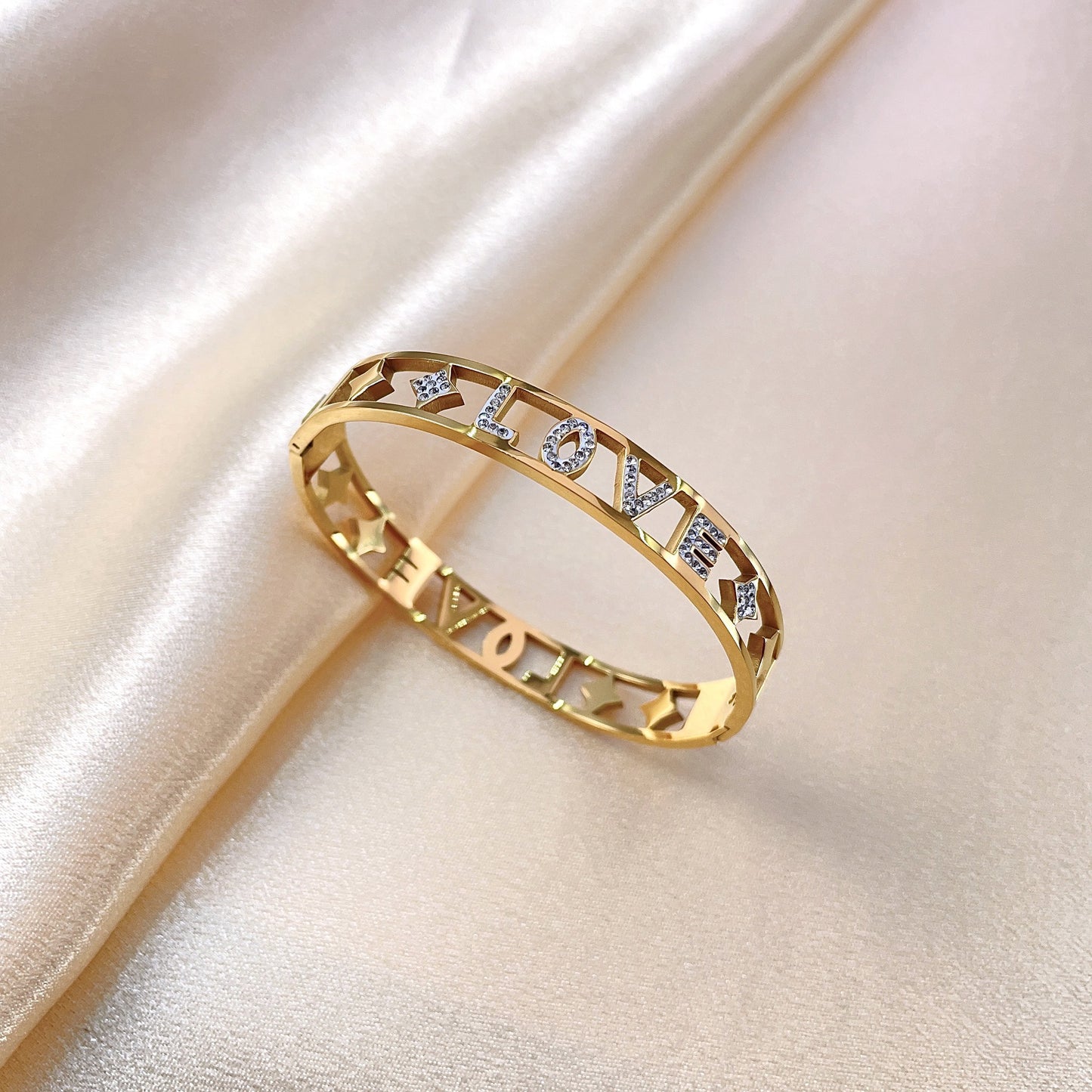 Stainless steel plated 18K gold love bracelet