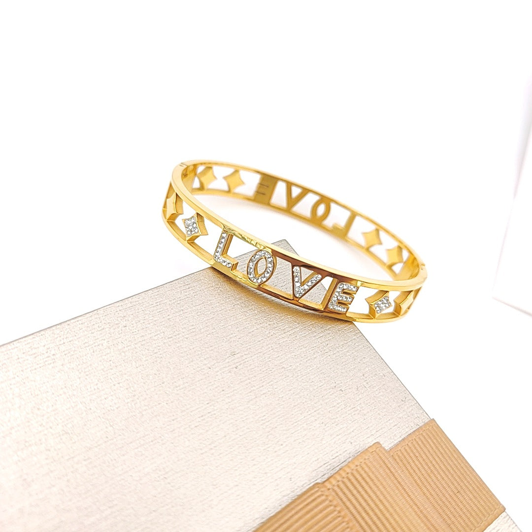 Stainless steel plated 18K gold love bracelet