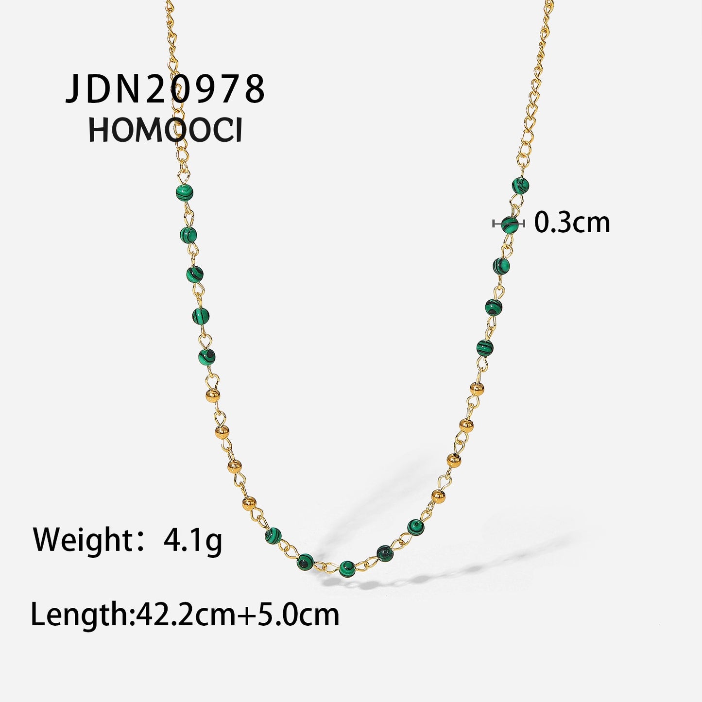 HOMOOCI 18-karat plated stainless steel necklace with turquoise beads