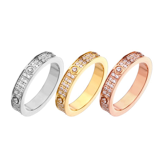 Stainless steel 18k gold plated zircon ring