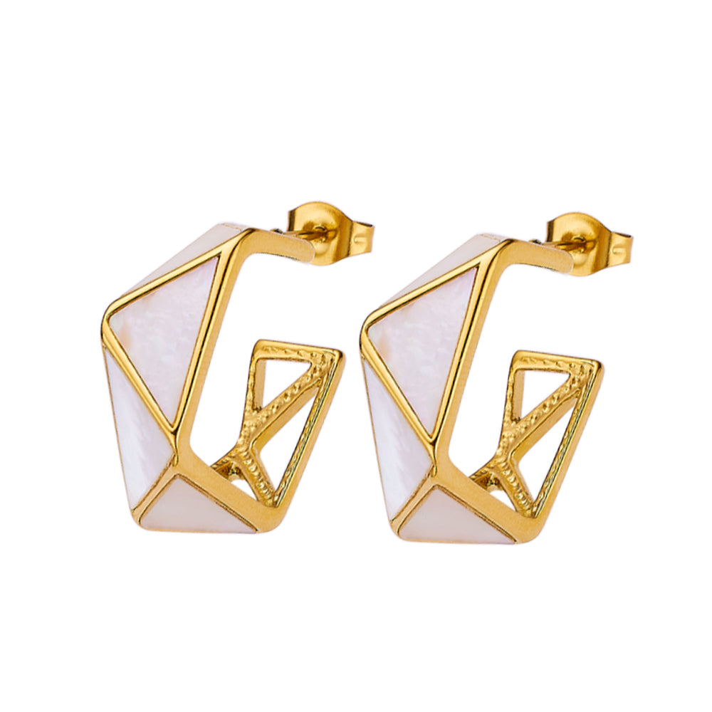 Stainless steel plated 18-karat gold triangle shell earrings